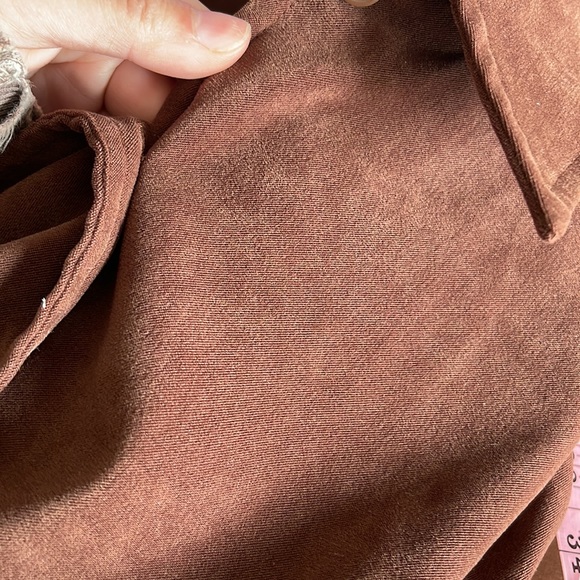 Vintage Studio C Brown Faux Suede Button Down Top - Picture 6 of 6